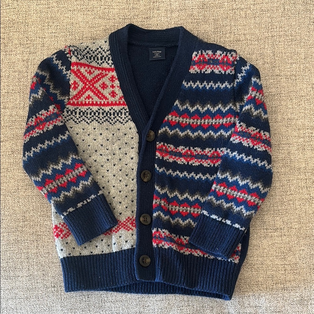 Red and Blue Fair Isle Gap Sweater